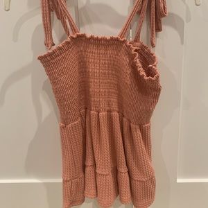 Altar’d State Tie Shoulder Smocked Tank Top